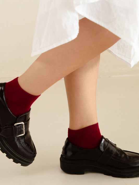 Seamless Bamboo Socks - Ankle - Cherry Red