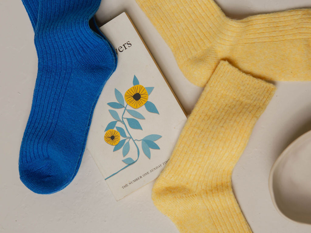 Bed&Butter The Comfiest Socks | Cashmere | Wool Socks| Blue Socks| Yellow Socks | Winter Socks